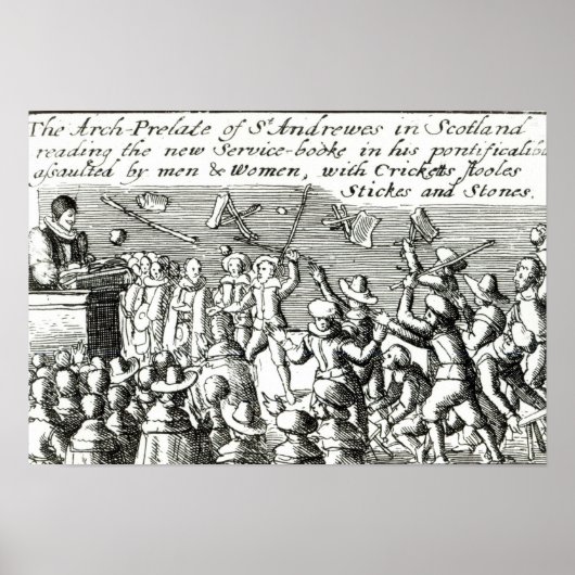 Demonstranten in Edinburgh, 1637 Poster (Vorne)