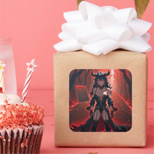 Demonstration mit Kontakt an Crossroads, Anime Dem Quadratischer Aufkleber (Party)