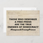 Demonstrieren eines wahren Feindes der Demokratie Postkarte (Vorne/Hinten)