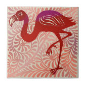 DeMorgan Ruby Luster Bird Flamingo 1880s Repro Fliese (Vorderseite)