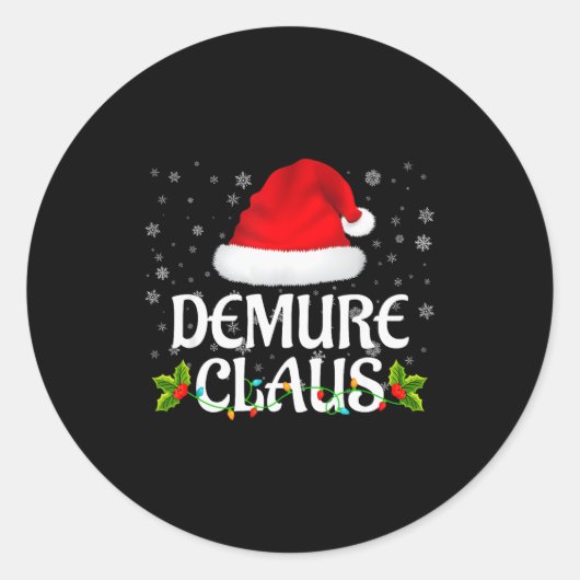 Demure Claus Christmas Lights Santa Pajama Family Runder Aufkleber (Vorderseite)