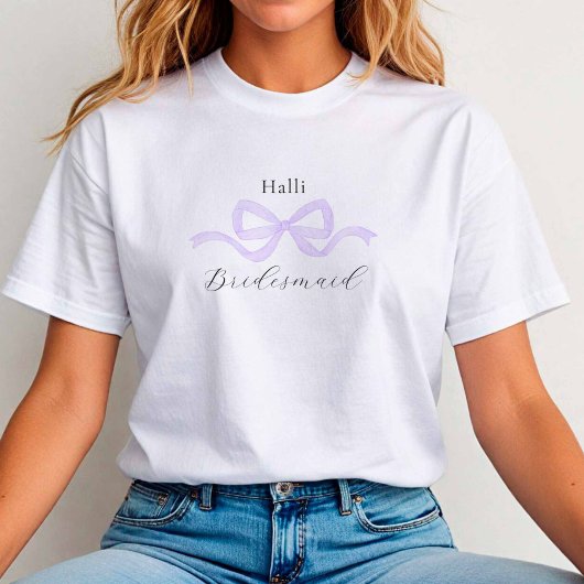 Demure Lilac Bow Bridesmaid Vorschlag T-Shirt