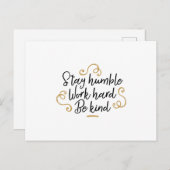 Demütige Arbeit hart bleibe Postkarte (Vorne/Hinten)