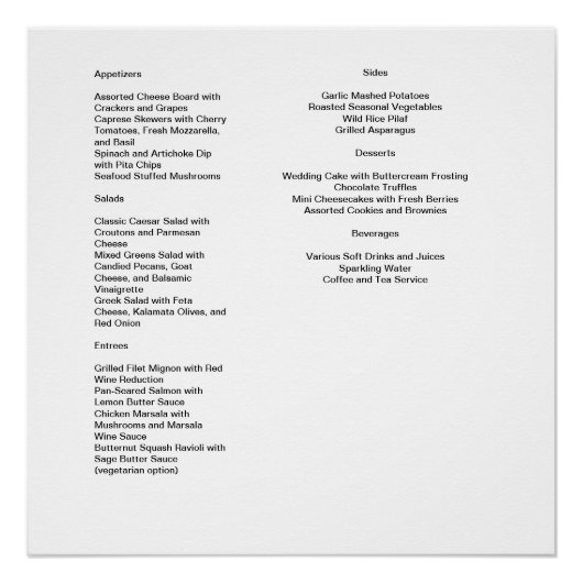 Den Augenblick genießen: Unser Menü am Hochzeitsta Poster (Vorderseite)