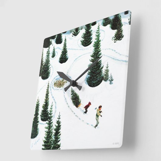 Den Baum abschneiden Quadratische Wanduhr (Winkel)