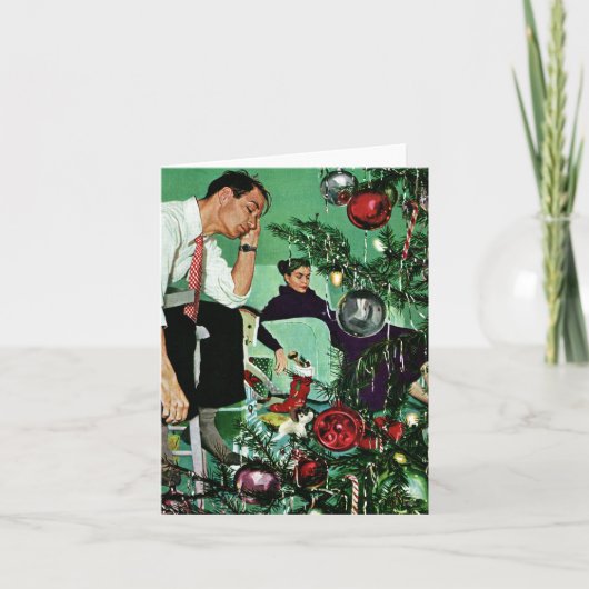 Den Baum beschneiden Feiertagskarte (Vorderseite)