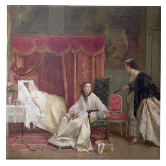 Den Besucher begrüßen, 1867 (Öl auf Leinwand) Fliese (Vorderseite)