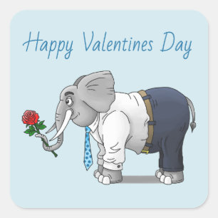 Den Elefanten Frohen Valentinstag Quadratischer Aufkleber