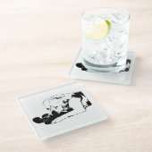 Den Favoriten durchwursteln Glasuntersetzer (Schrägansicht)