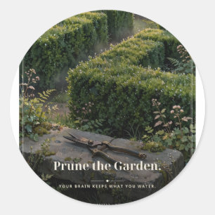 "Den Garten beschneiden" Brain Garden Tee Runder Aufkleber