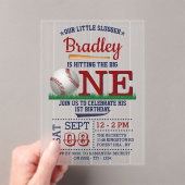 Den Großen Baseball zum ersten Geburtstag treffen Acryleinladungen (Insitu (Handheld))