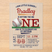 Den Großen Baseball zum ersten Geburtstag treffen Acryleinladungen (Vorderseite)