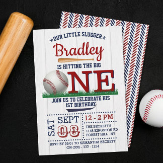 Den Großen Baseball zum ersten Geburtstag treffen Einladung