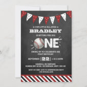 Den Großen treffen | Baseball 1. Geburtstag Einladung (Vorderseite)