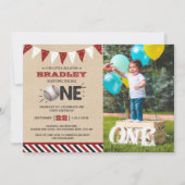 Den Großen treffen | Baseball 1. Geburtstag Foto Einladung (Vorderseite)