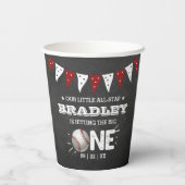 Den Großen treffen | Baseball 1. Geburtstag Pappbecher (Rückseite)