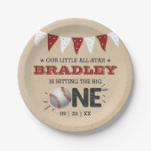 Den Großen treffen | Baseball 1. Geburtstag Pappteller (Vorderseite)