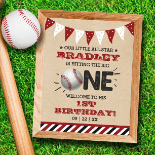 Den Großen treffen Baseball 1. Geburtstag Poster