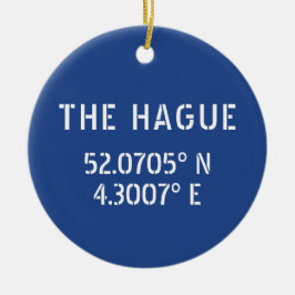 Den Haag Latitude Longitude Blue Keramik Ornament