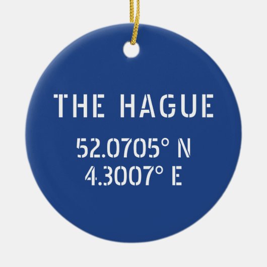 Den Haag Latitude Longitude Blue Keramik Ornament (Vorne)
