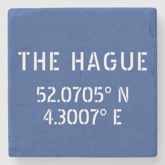 Den Haag Latitude Longitude Blue Steinuntersetzer (Vorderseite)