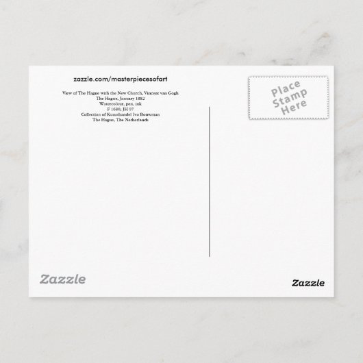 Den Haag mit der neuen Kirche, Van Gogh Fine Art Postkarte (Rückseite)
