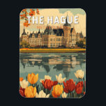 Den Haag Netherlands Travel Art Vintag Magnet<br><div class="desc">Das Haager Retrovektor-Reisedesign. Den Haag ist eine Stadt an der Nordseeküste des Westerns Niederlande.</div>