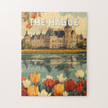 Den Haag Netherlands Travel Art Vintag Puzzle<br><div class="desc">Das Haager Retrovektor-Reisedesign. Den Haag ist eine Stadt an der Nordseeküste des Westerns Niederlande.</div>