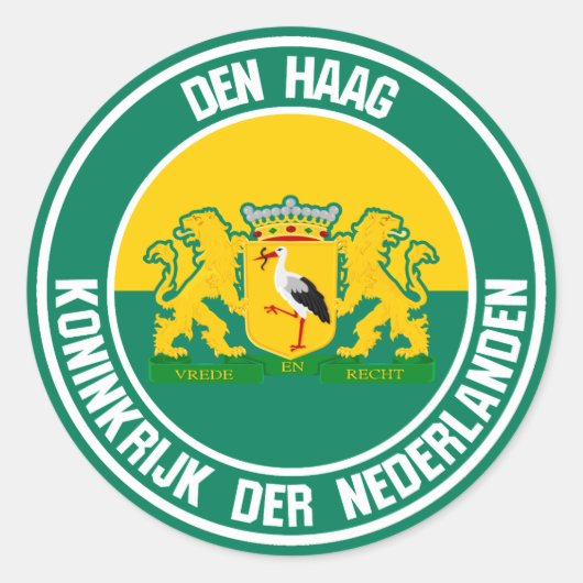 Den Haag Round Emblem Runder Aufkleber (Vorderseite)