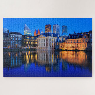 Den Haag Skyline an der blauen Stunde Puzzle