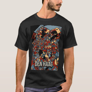 Den Haag Stadtplan - Farbige abstrakte Kunst druck T-Shirt