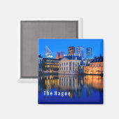 Den Haager Skyline-Magneten mit blauer Stunde Text Magnet (Vorderseite/Rückseite)