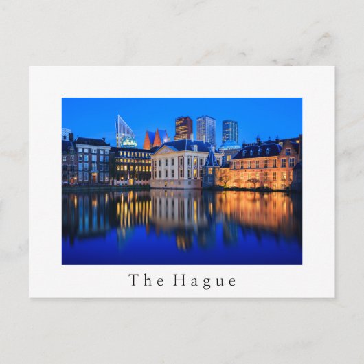 Den Haager Skyline zu blauer Stunde weiße Postkart Postkarte (Vorderseite)