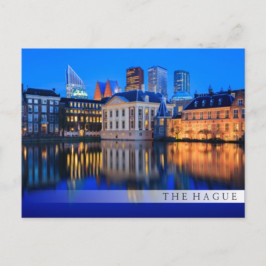Den Haager Skyline zur blauen Stunde Bar Postkarte (Vorderseite)