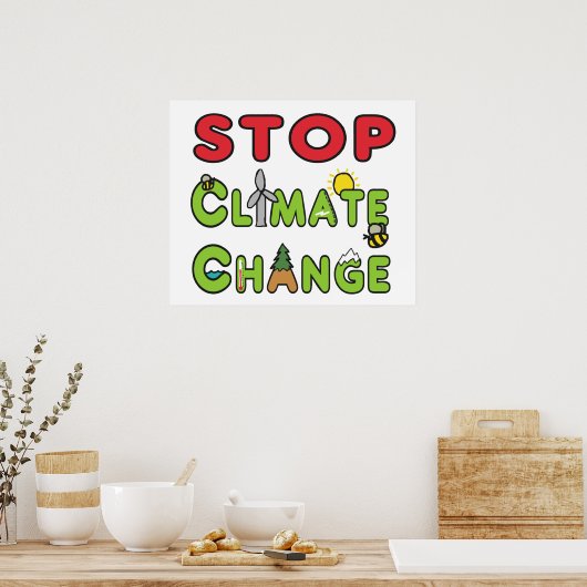 Den Klimawandel stoppen Poster (Küche)