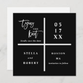 Den Knoten binden | Black Modern Wedding Foto Save The Date (Vorne/Hinten)