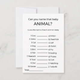 den Namen des Baby-Animal-Dusche-Spiels