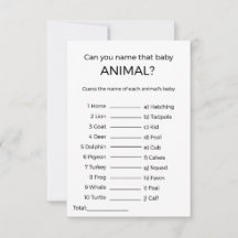 den Namen des Baby-Animal-Dusche-Spiels