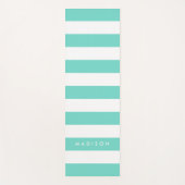 Den Namen Preppy Turquoise & White Stripes anpasse Yogamatte (Vorderseite)