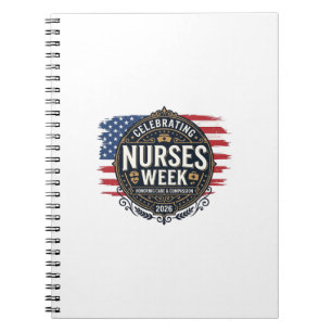 Den Nurses Week 2026 Patrioten Vintage Des feiern Notizblock