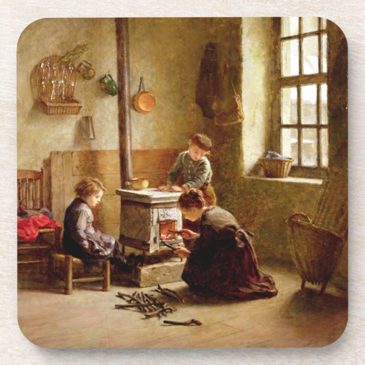 Den Ofen beleuchten, 1886 (Öl auf Platte) Getränkeuntersetzer (Vorderseite)