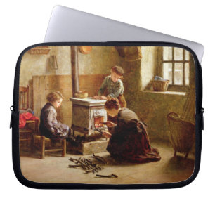 Den Ofen beleuchten, 1886 (Öl auf Platte) Laptopschutzhülle