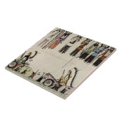 "Den Platz-Tanz glatt machend" (Tinte auf Papier) Fliese (Seite)