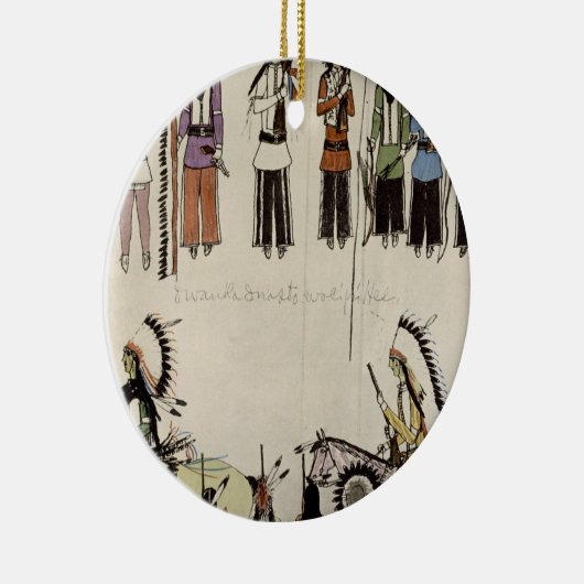 "Den Platz-Tanz glatt machend" (Tinte auf Papier) Keramikornament (Rechts)