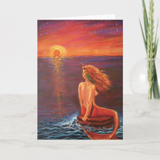Den Sonnenuntergang aufpassen - Meerjungfraukunst Karte (Vorderseite)