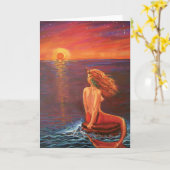 Den Sonnenuntergang aufpassen - Meerjungfraukunst Karte (Gelbe Blume)