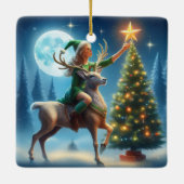 Den Stern auf den Baum setzen Keramikornament (Rückseite)