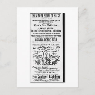 Den Stone's Circus, Menagerie & Indian Show Ad Postkarte