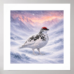 Den Sturm ertragen — Schneehuhn in den japanischen Poster
