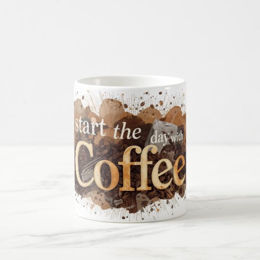 den Tag mit Kaffee beginnen Kaffeetasse (Mittel)